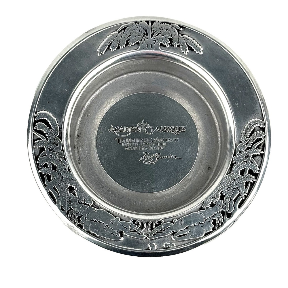 Vtg Floyd Sonnier Pewter Wine Bottle Holder Coaster Acadian Classique Louisiana